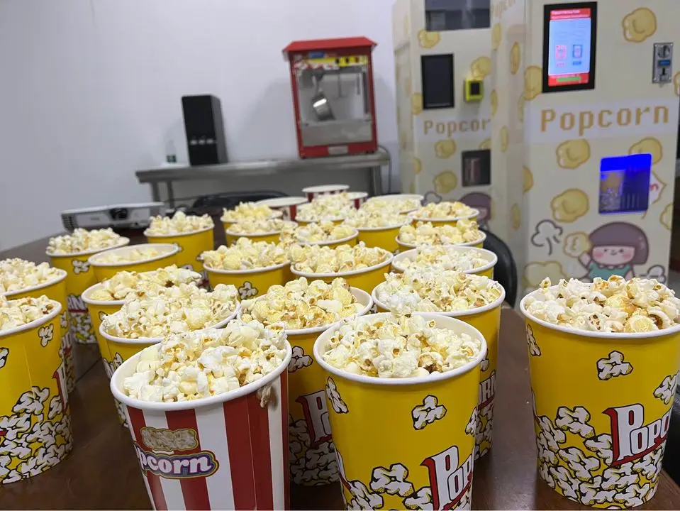 Mesin Popcorn otomatis pabrik Guangzhou cerdas buatan Tiongkok mesin Popcorn