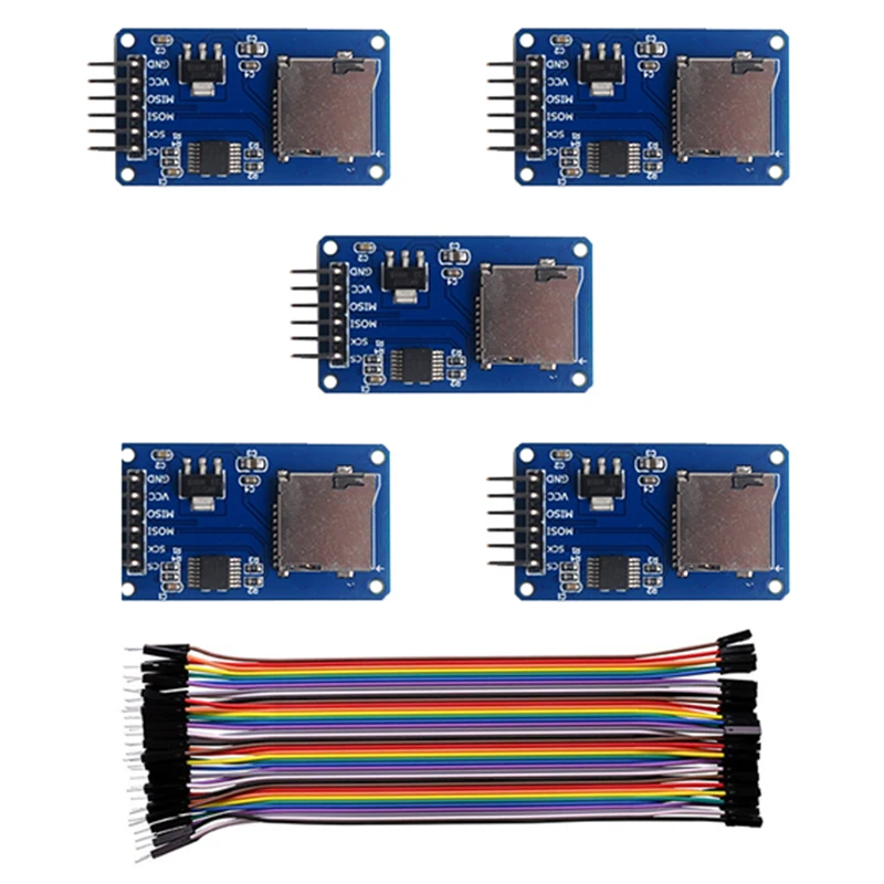 Módulo de tarjeta Micro SD lector de tarjetas TF Sensor escritor + Cable Dupont 40P macho a hembra para Arduino Mega2560 Nano ESP32