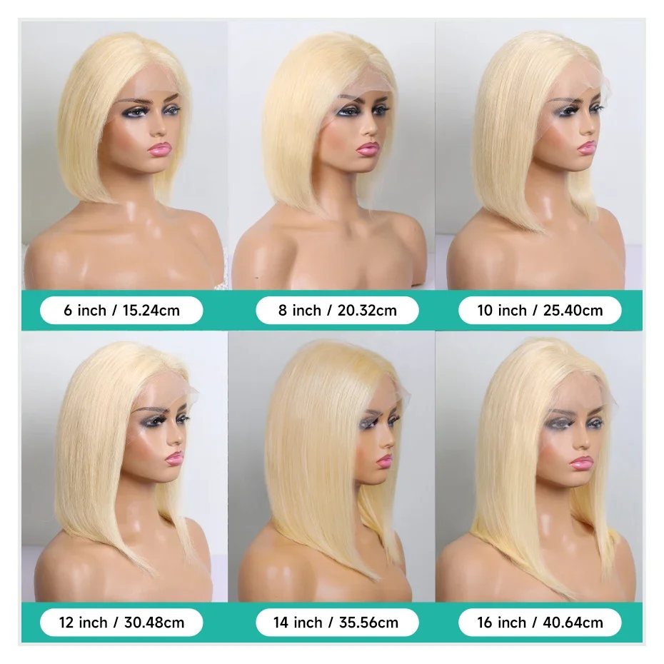 613 Blonde Bob Hair Wig Human Hair 6x6 13x4 13x6 Lace Frontal Wig Brazilian Straight Bob Wig Lace Front Human Hair Wig For Women