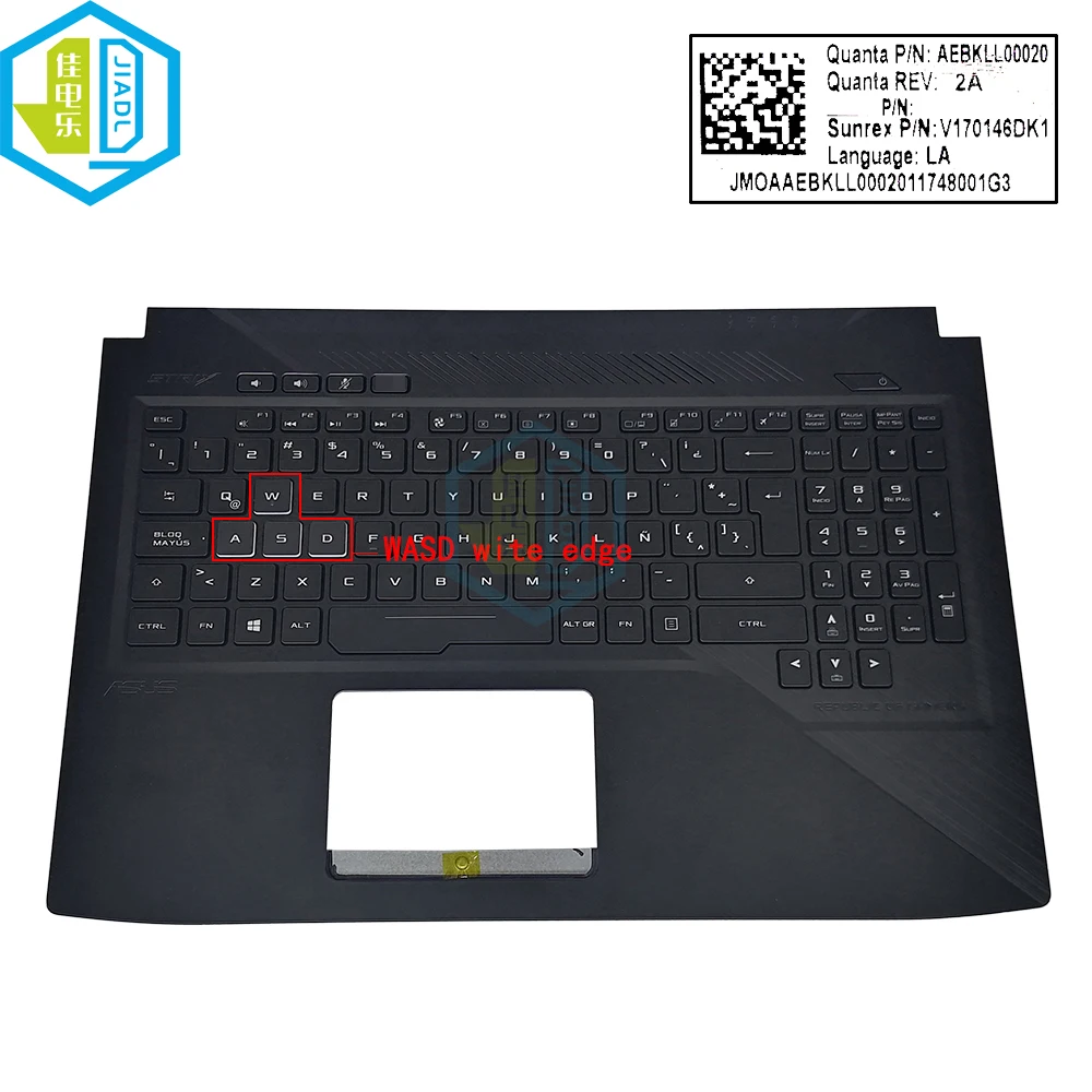 Imagem -03 - Teclado Backlight Latin Palmrest para Asus Rog Strix Gl503 Gl503v Gl503vm Gl503vd Gl503vs 90nb0g51 90nb0cq2 c Teclados Escudo