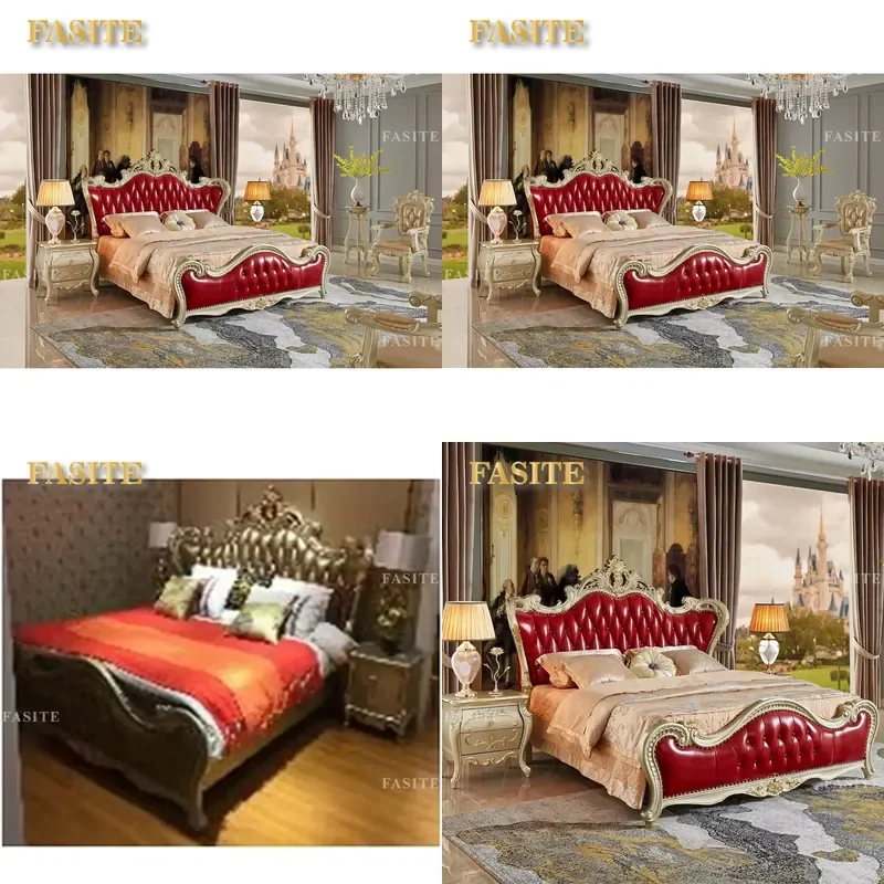 For King Size Bedroom Luxury European Style Leather Furniture Set High End Comfortable Durable Home Decor