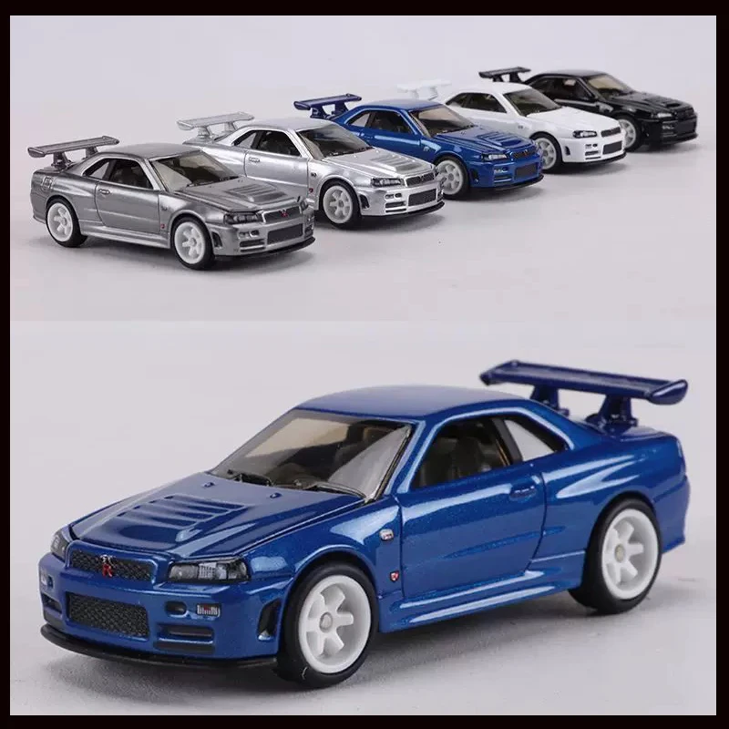 

Модель автомобиля ZZC 1:64 GTR R34 из литого сплава с открывающимся капотом для коллекционирования, игрушка, подарок для детей