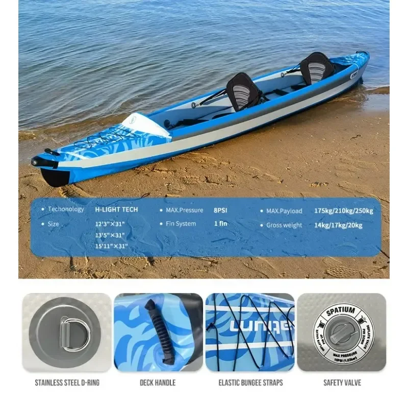 2025Favorite 2025 New Trendy Inflatable Kayak Drop Stitch Canoe Boat Sit On Top Portable Foldable Kayak For Fishing