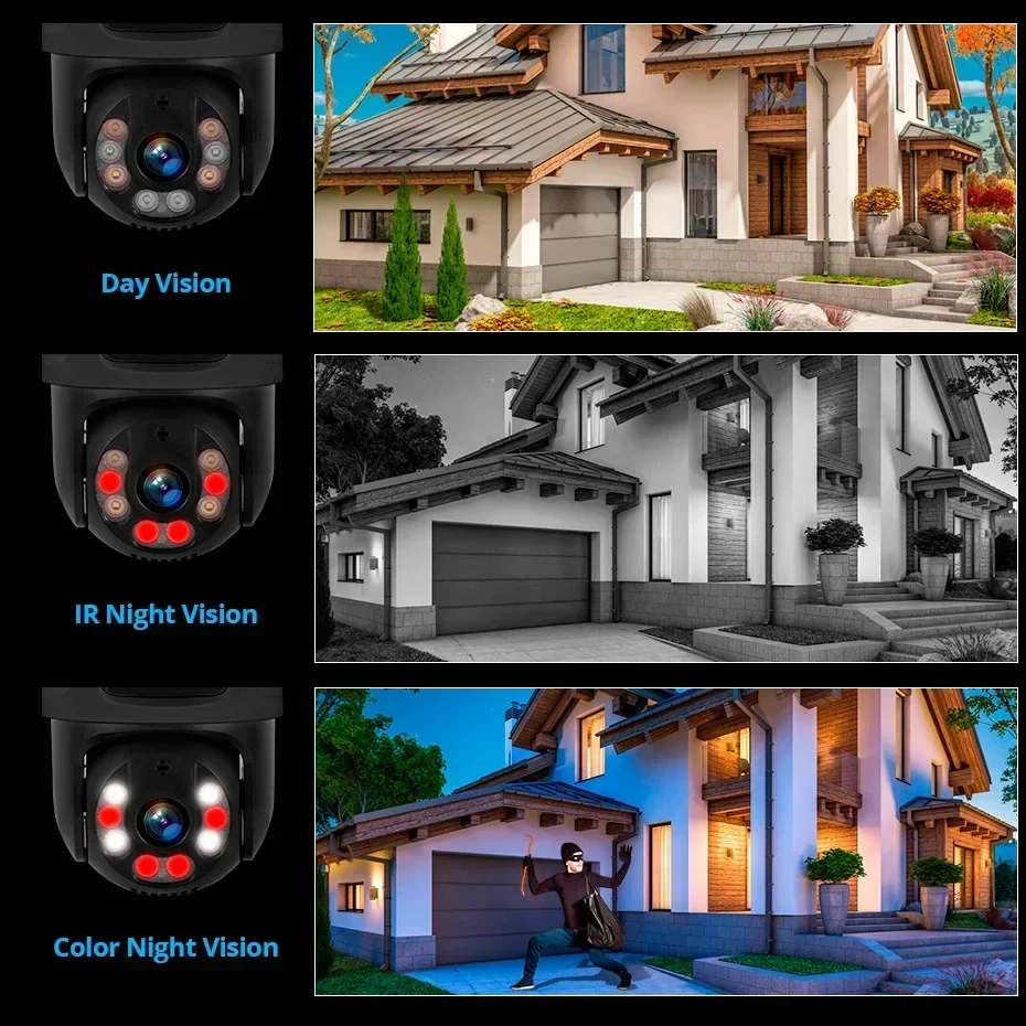 KERUI 6MP 네트워크 카메라 듀얼 스크린 IP CCTV 감시 시스템 POE 카메라 NVR 시스템 PTZ 야외 Wifi 카메라 보안 시스템