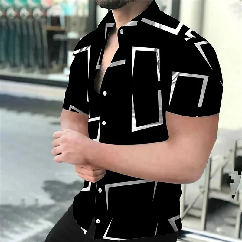 Camisa de praia de manga curta masculina, top legal, estilo barroco, roupa com botões 3D, casual, social, novo, Havaí, 2024