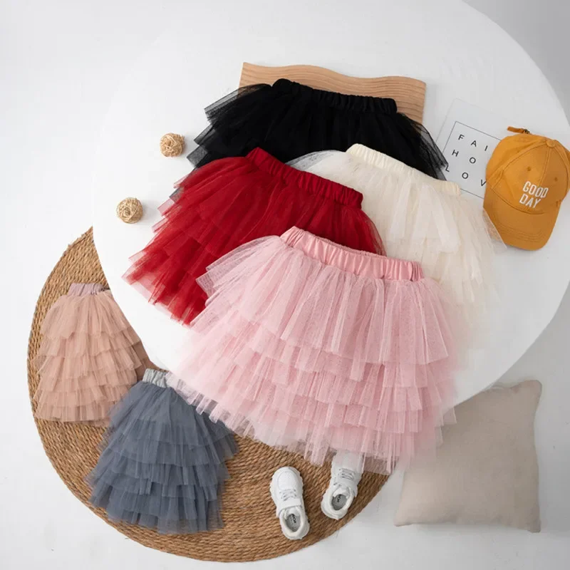 

Лето-весна, студенческая мода для детей 110-160, 3-9 лет, новая доставка, детская модная однотонная сетчатая юбка, детская одежда, платье для девочек