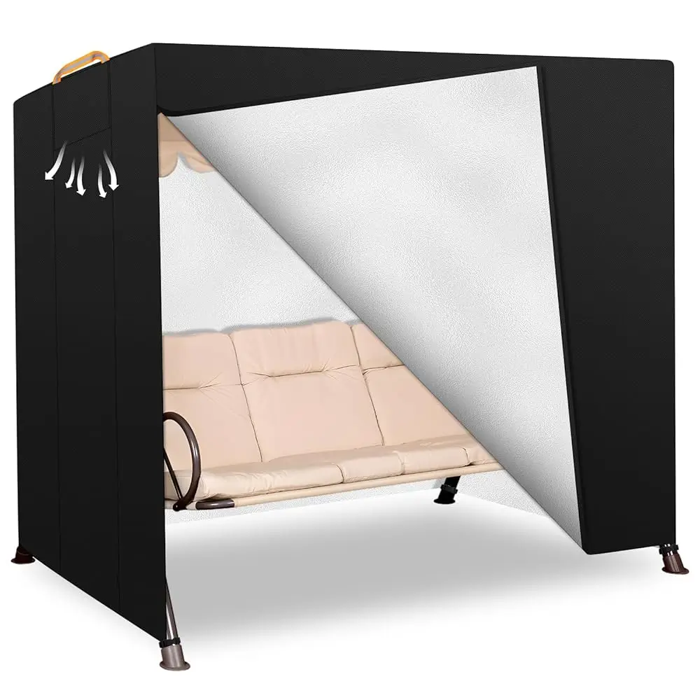 

3 Seater Outdoor Swing Cover, Waterproof 3 Triple Seat Patio Swing Chair Covers, Heavy Duty Hammo Glider Chair Cover Porch