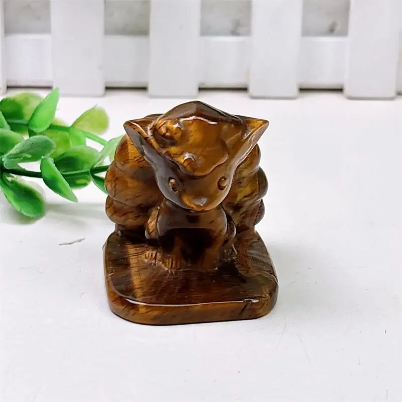 

Natural Yellow Tiger Eye Stone Cartoon Carving Healing Reiki Stone Ornament Home Decor Children Holiday Gift 1PCS
