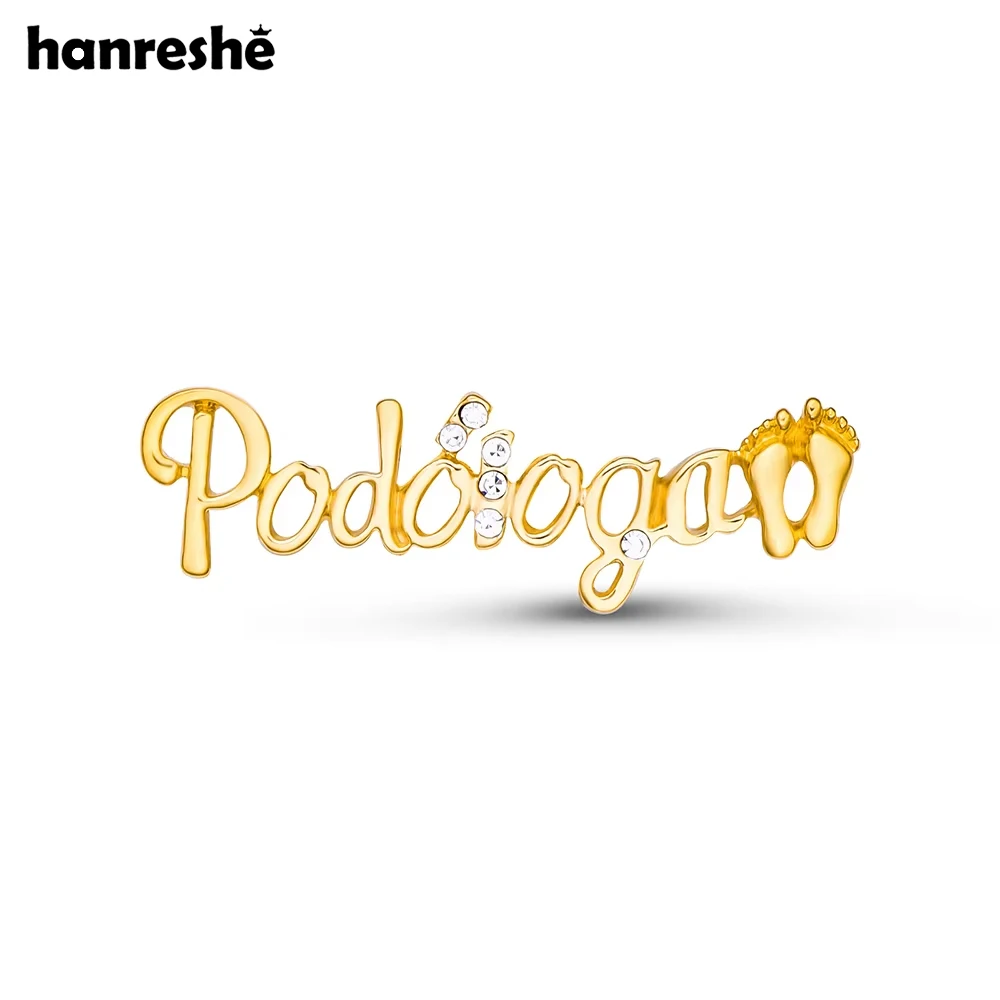 Hanreshe Medical Charm Podiatrist Brooch Medicine Podiatry Doctor Nurse Lapel Coat Badge with Crystal Shiny Pin Jewelry Gifts