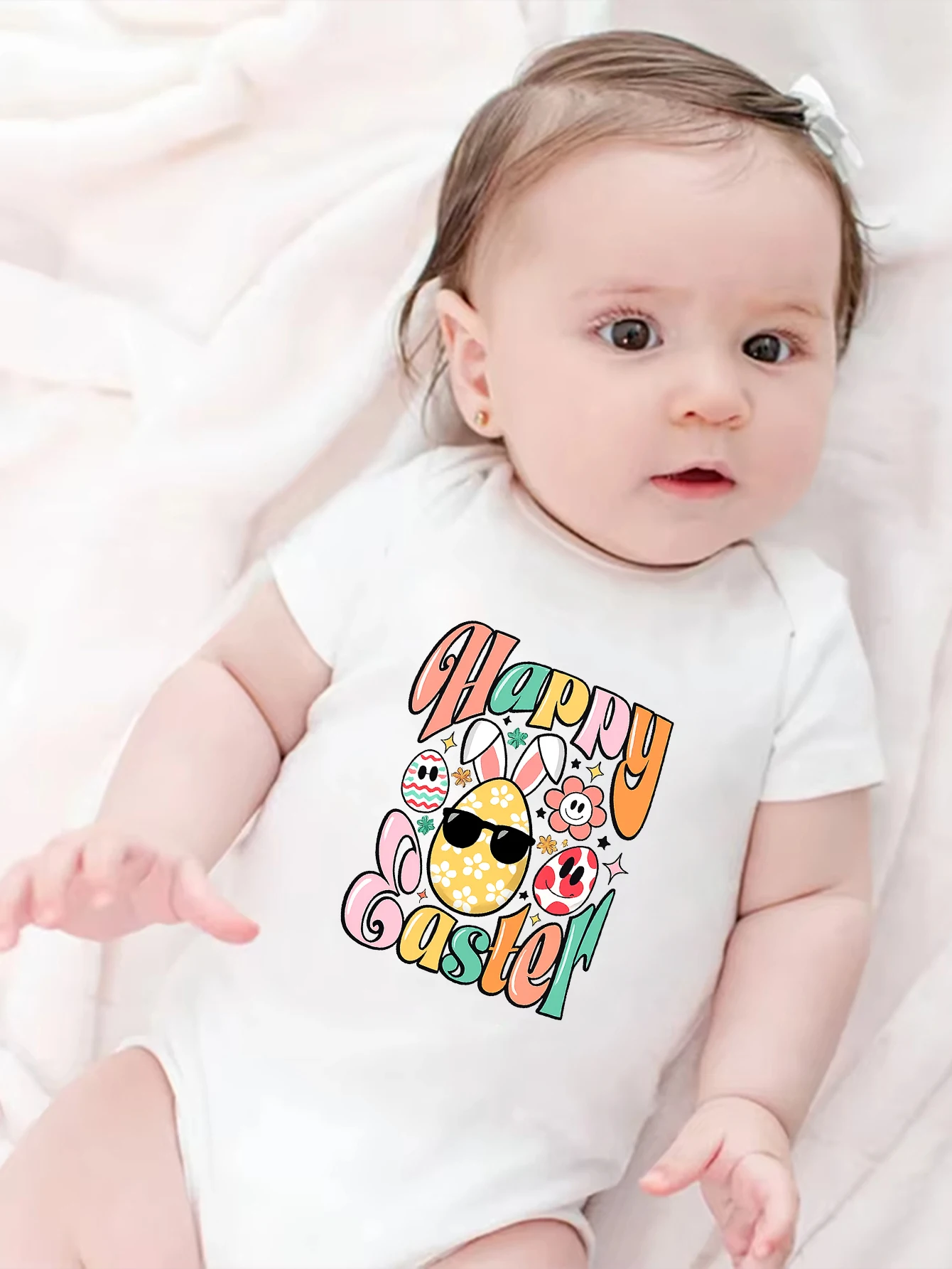 

Детский комбинезон-боди с принтом пасхальных яиц для мальчиков и девочек, весна/лето, с коротким рукавом, для пасхальных праздников