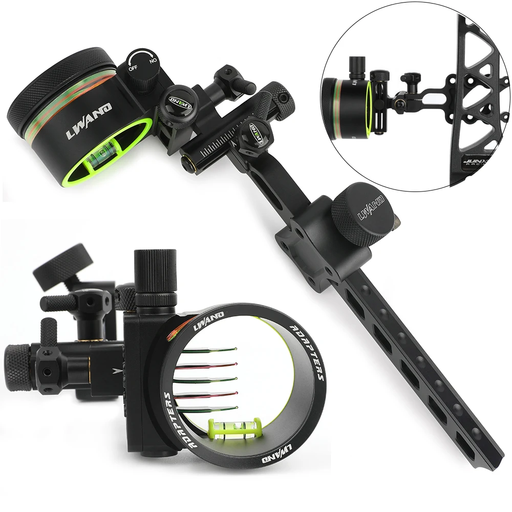 

5-контактный короткий/длинный прицел для стрельбы из лука, объектив 4/6/8X, 0,019, оптоволокно, регулируемый для блочного лука, охотничьего стрельбы, тренировок