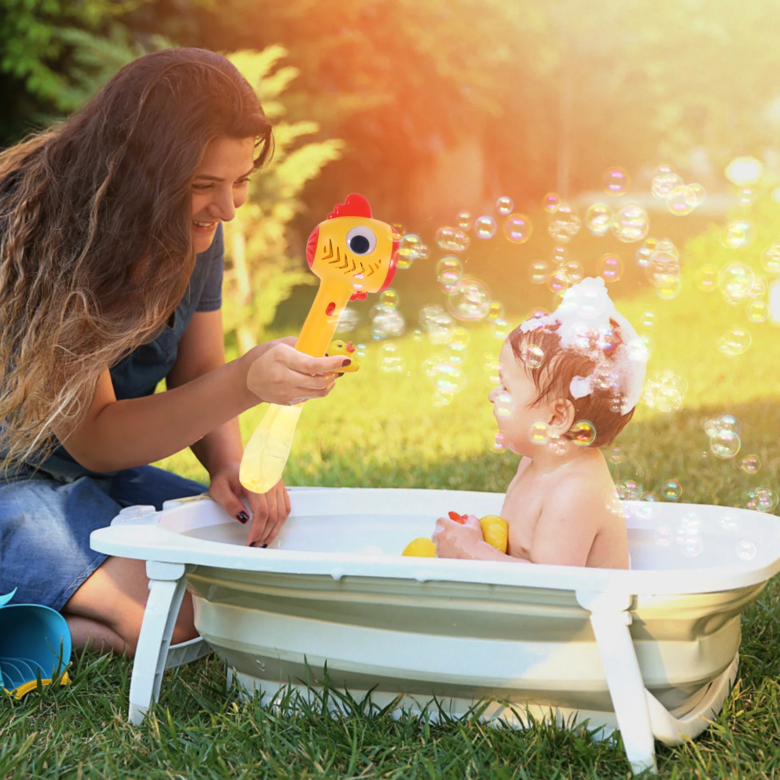 

Chicken Bubble Wand Automatic Electric Bubble Maker Portable Light Music Bubbles Machine For Outdoor Party Playtime