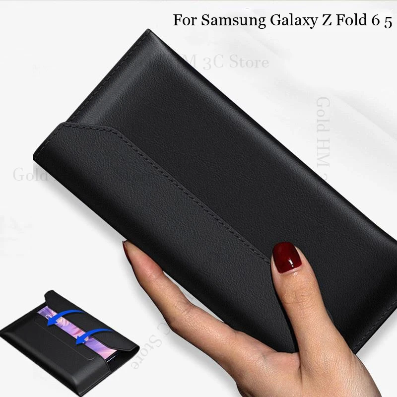 Cases For Galaxy Z Fold 6 5G Magnetic Flip Bag Leather Phone Case For Samsung Z Fold6 5 4 3 2 Fundas Wallet Handbag Phone Pouch