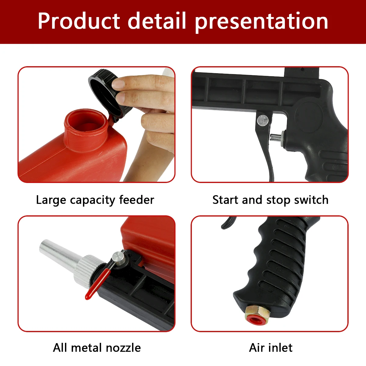 Adjustable Sandblasting Gun 90psi Portable Sand Blaster Sand Blasting Machine Gravity Small Handheld Pneumatic Blasting Gun