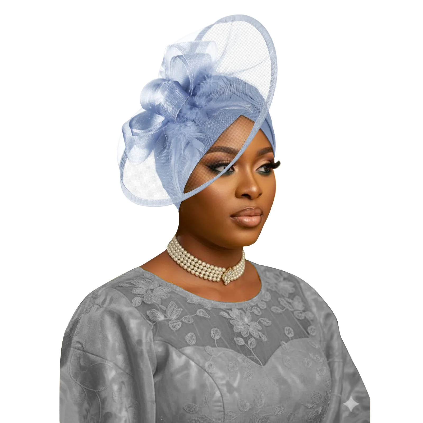 African Traditional Islamic Hat Headties Mesh Feather Decor Cap Modest Muslim Headwear Head Wraps for Casual Turbante Mujer