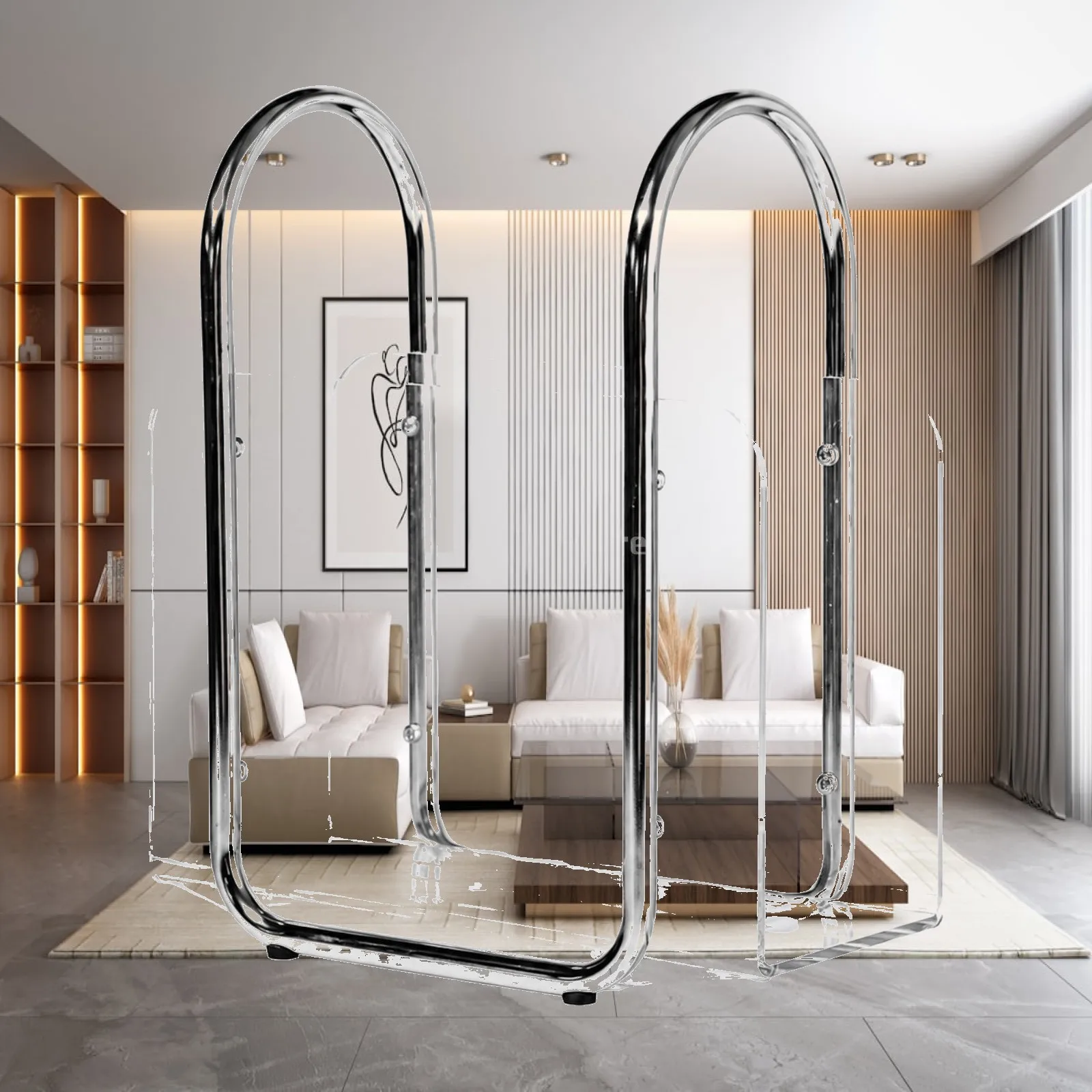 Modern Clear Acrylic Book Shelf Magazine Rack Organizer with Metal Loop Handle Freestanding Bookcase for Books Storage Room