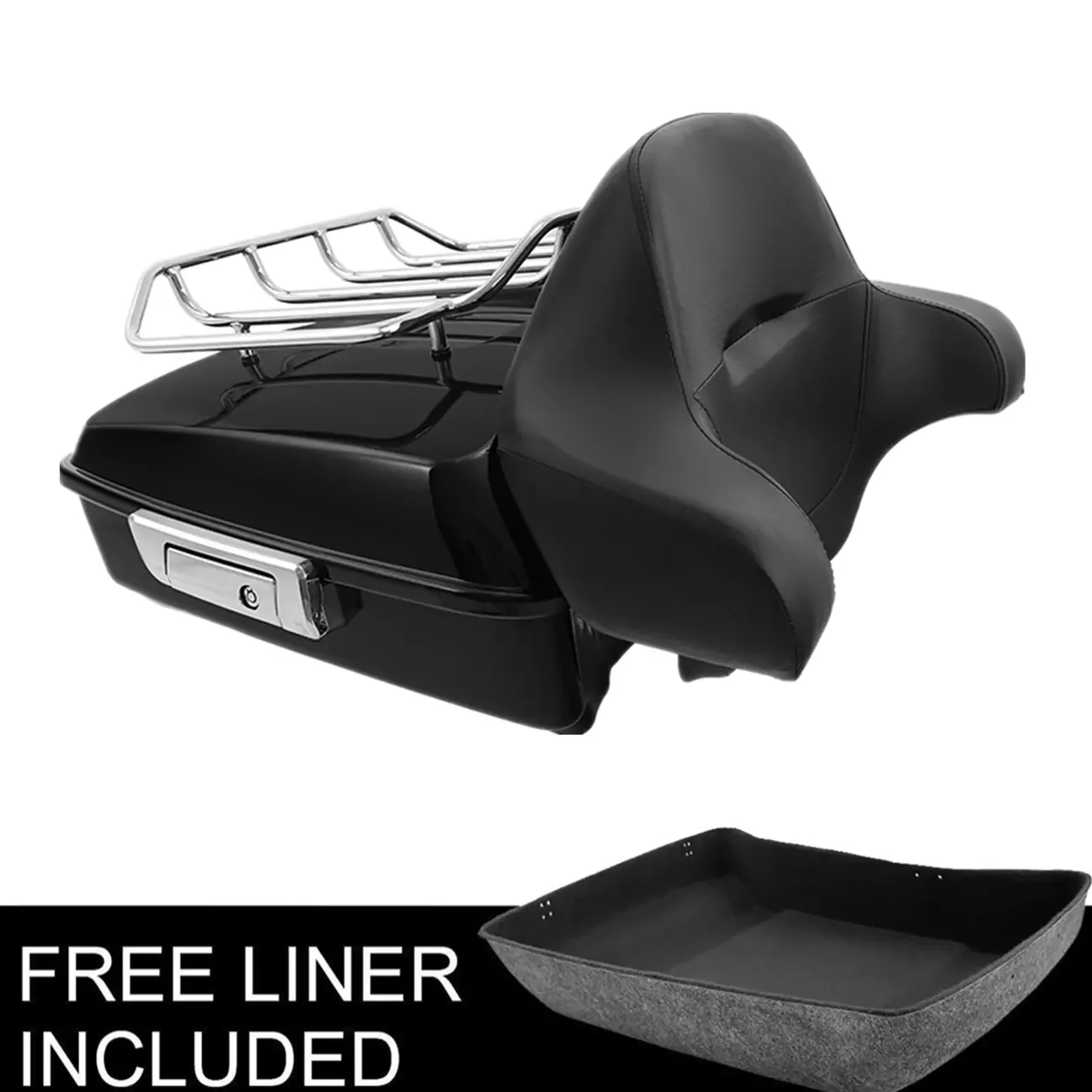 

Motorcycle Chopped Trunk Backrest Rack Fit For Harley Touing Street Glide Electra Glide 2014-2025