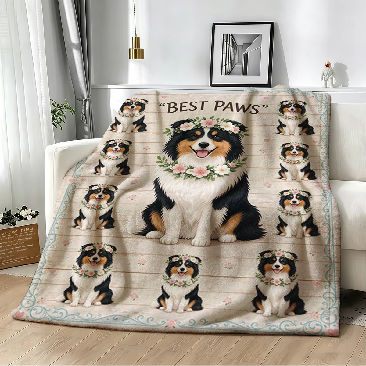 Beagle Clover Pot Wildflwrs Flannel Blanket Warm Soft Halloween Christmas Decorative Couch Warm Cozy All-Season Gift