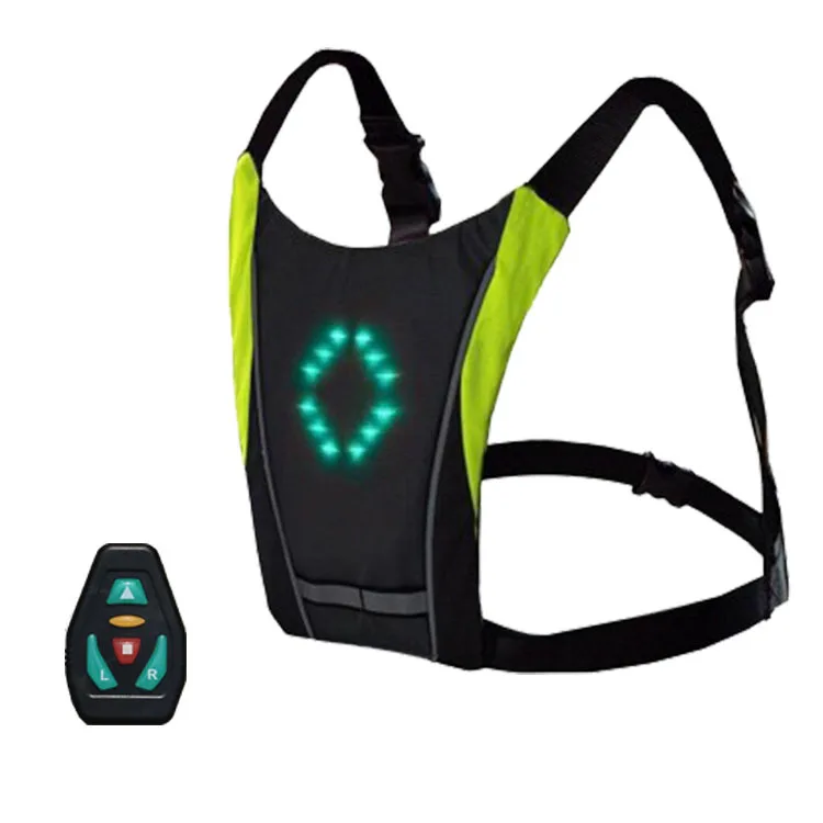 LED Wireless cycling men MTB Bike backpack Safety LED Turn Signal Light Vest Bicycle Reflective Warning Vests Remote Control