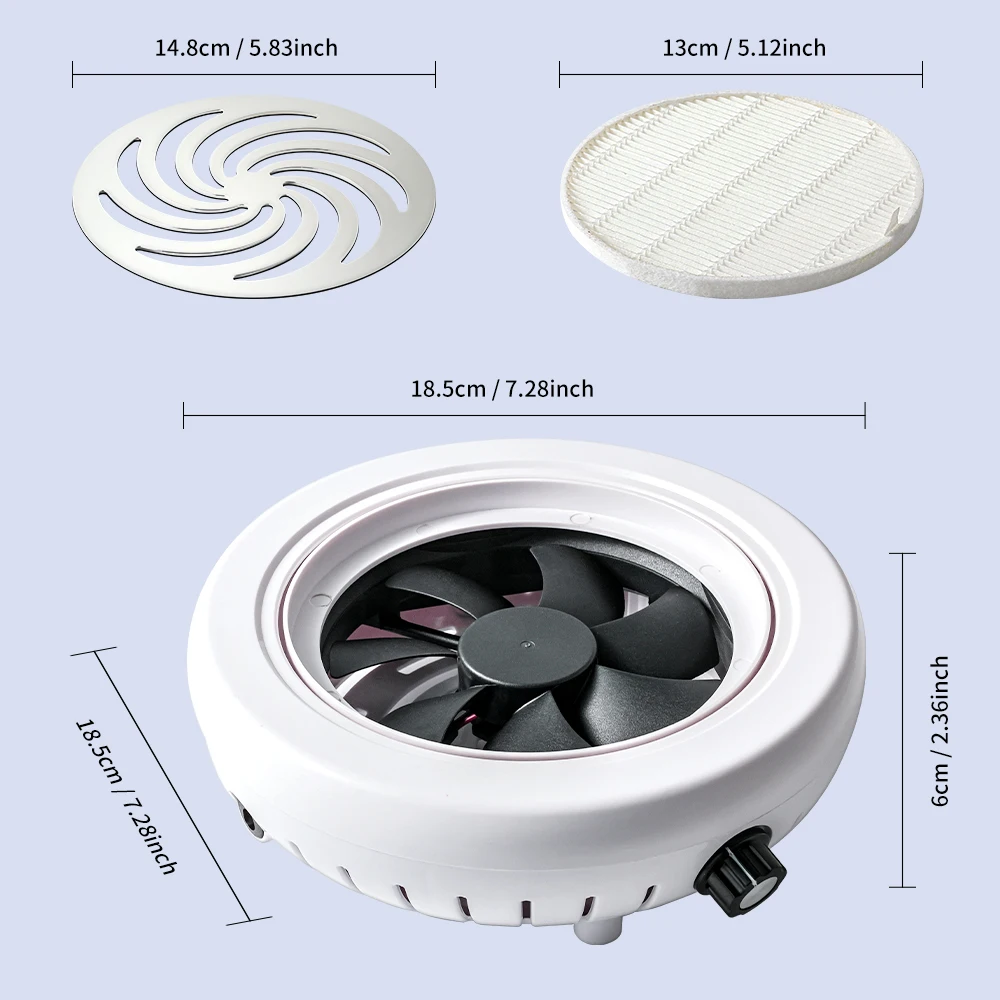 45000 obr./min Super odpylacz do paznokci mocny odkurzacz do paznokci Nail Art Manicure wentylator odkurzacz i filtr — zdjęcie 7