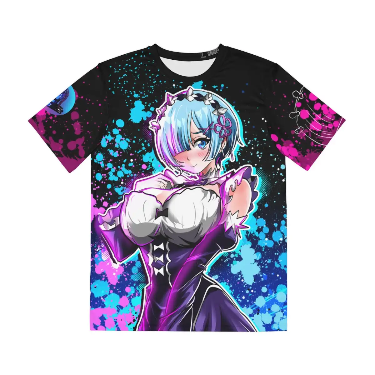 Trendy Collectible Unisex Crew Neck Re:Zero Rem Anime Tee Soft Printed Top Ideal For Night Out And Casual Street Style Looks