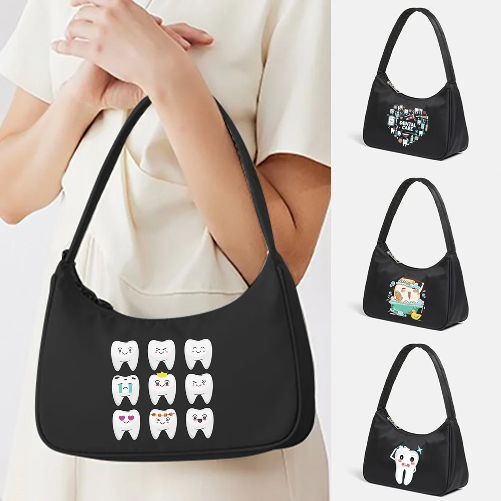 

Nylon Underarm Bag Multifunctional Black Single Shoulder Bags Fashion Phone Purse Large Capacity Storage Pack Teeth Series