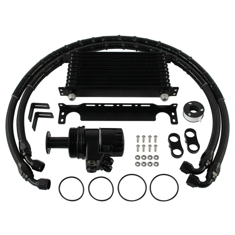 

Thermostat Oil Filter Adapter Mounting Bracket Hose + 10 Rows Oil Cooler Kit For Audi S4/5 Q7 A8L Porsche Cayenne V6 3.0T EA839