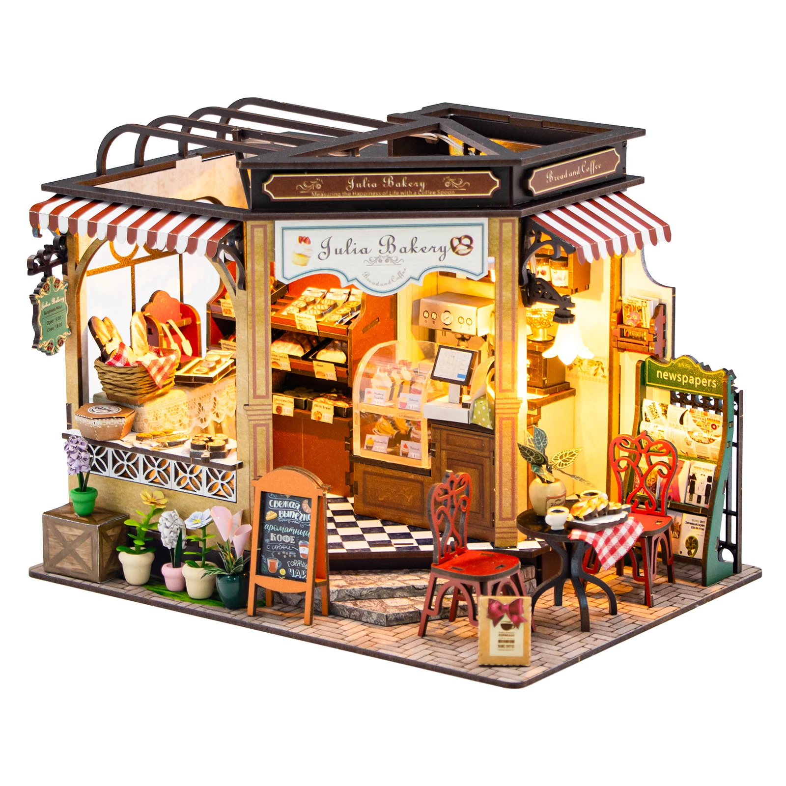 DIY Wooden Doll Houses Miniature Assembly Model Building 3D Bakery Room Bedroom Kit Dollhouse With Furniture Toys For Xmas Gifts