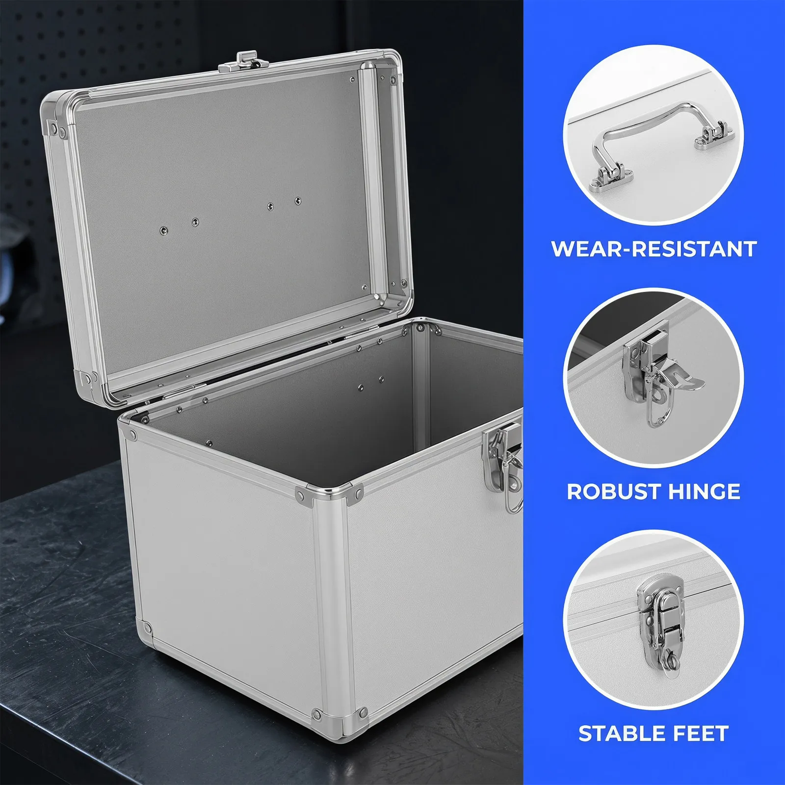 Aluminum Alloy Tool Box Heavy Duty Portable Carrying Case 11.8x7.9x7.9in Organizer for Hand Tools Multimeters Makeup Storage