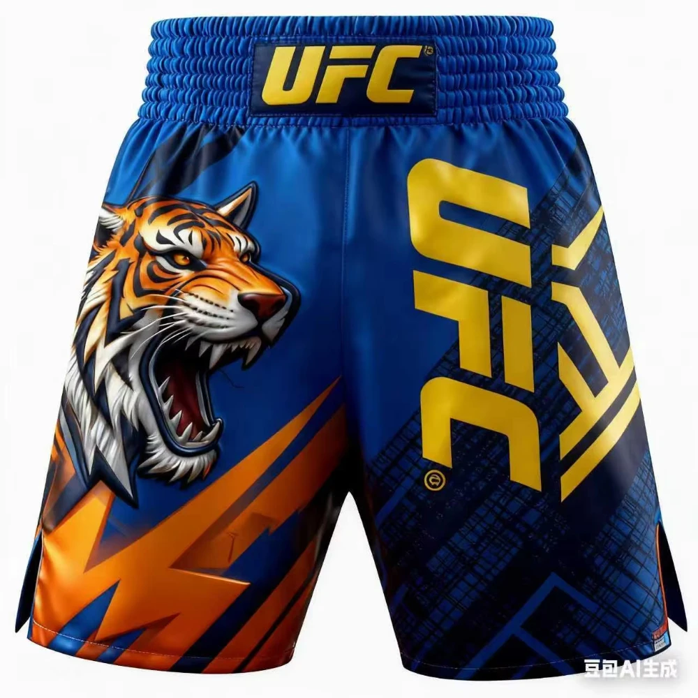 

New UFC Unrivaled By Red Boxing Shorts Blue Tiger MMA Fighting Sanda Shorts Men Oversized Breathable Speed Drying Sports Shorts