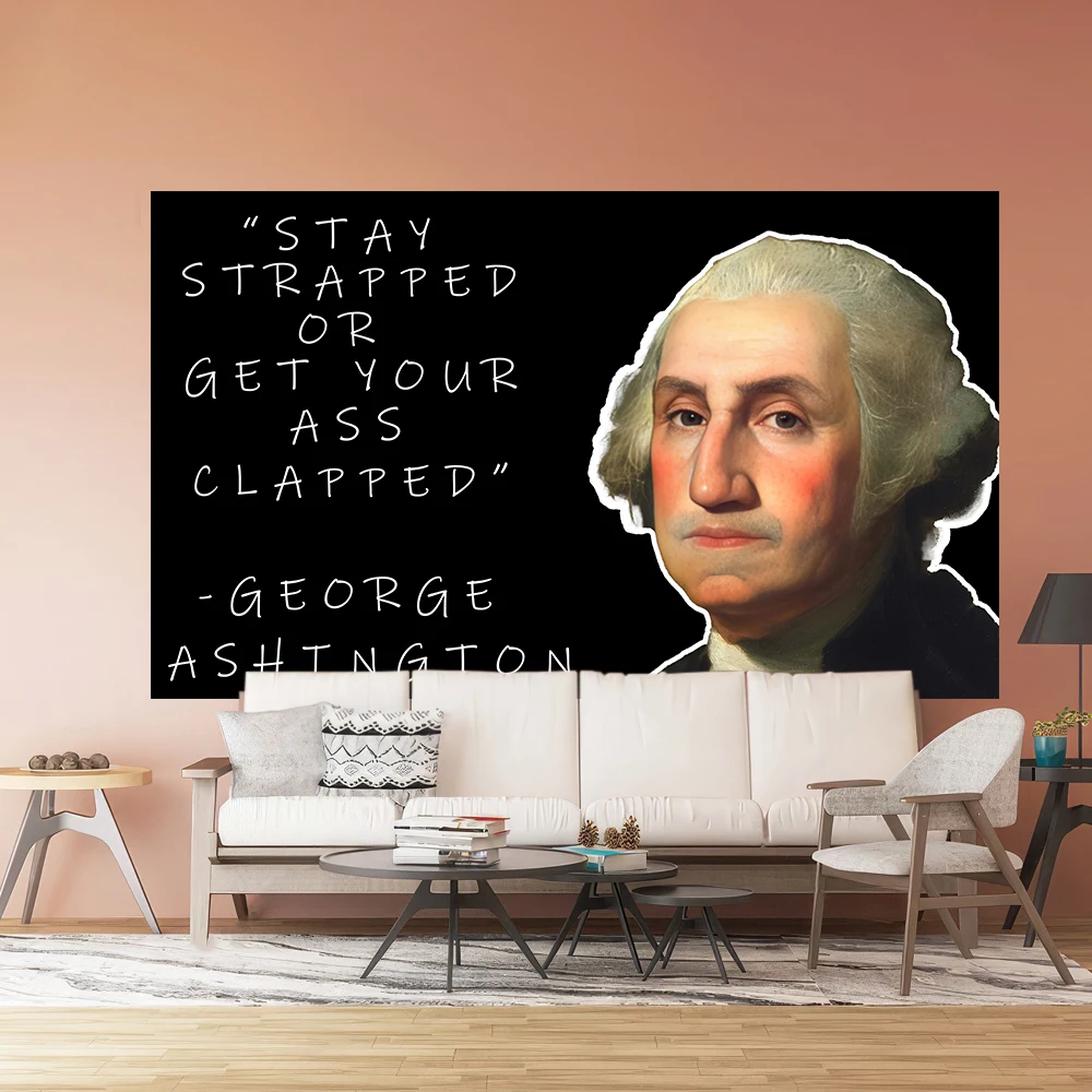 Washington Thomas Jefferson Background Funny Memes College Room, Dorm Dormitory Party Decoration Tapestry, Sofa Blanket