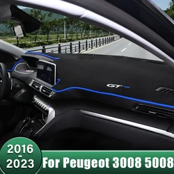 Car Dashboard Cover Avoid Light Pads Anti-UV Carpets For Peugeot 3008 5008 GT Hybrid 2016 2017 2018 2019 2020 2021 2022 2023