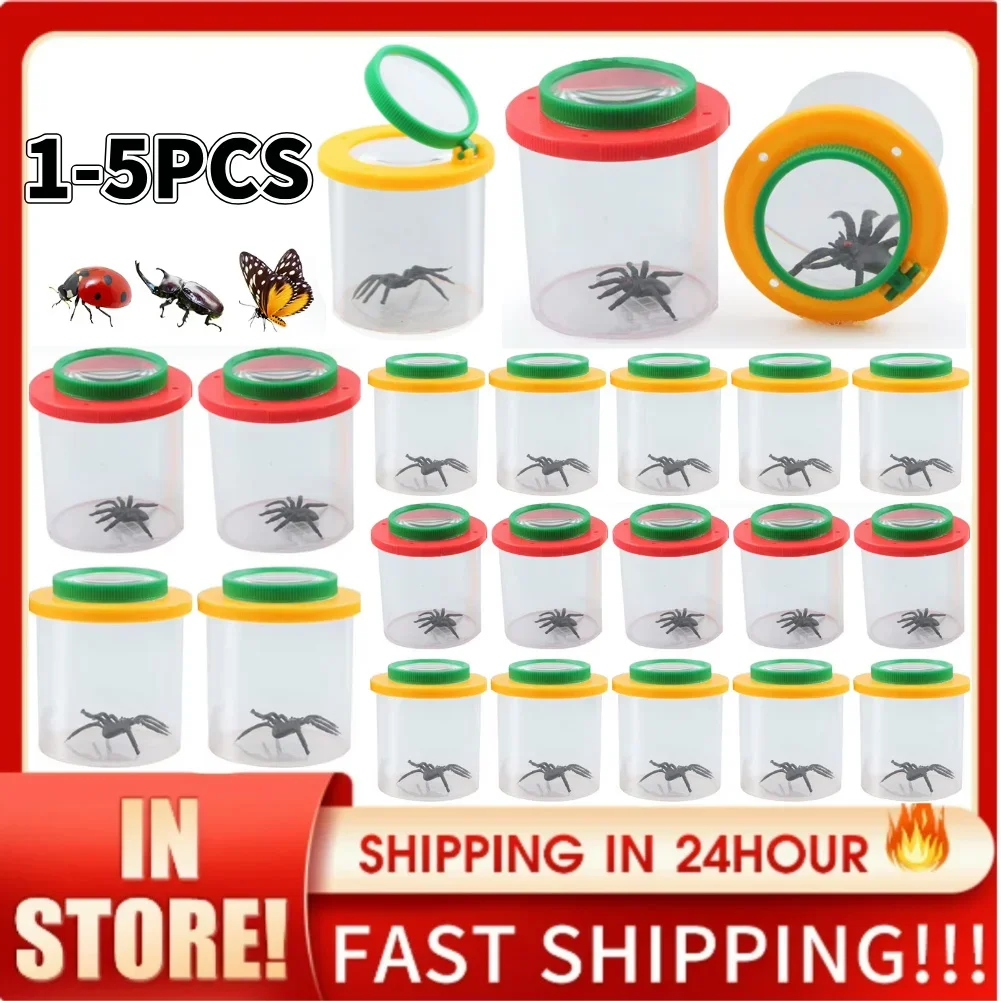 Children Crawlers Animal Spider Insect Box 3X 6X Magnifying Glass Insect Cage Bug Jar for Science Nature Exploration