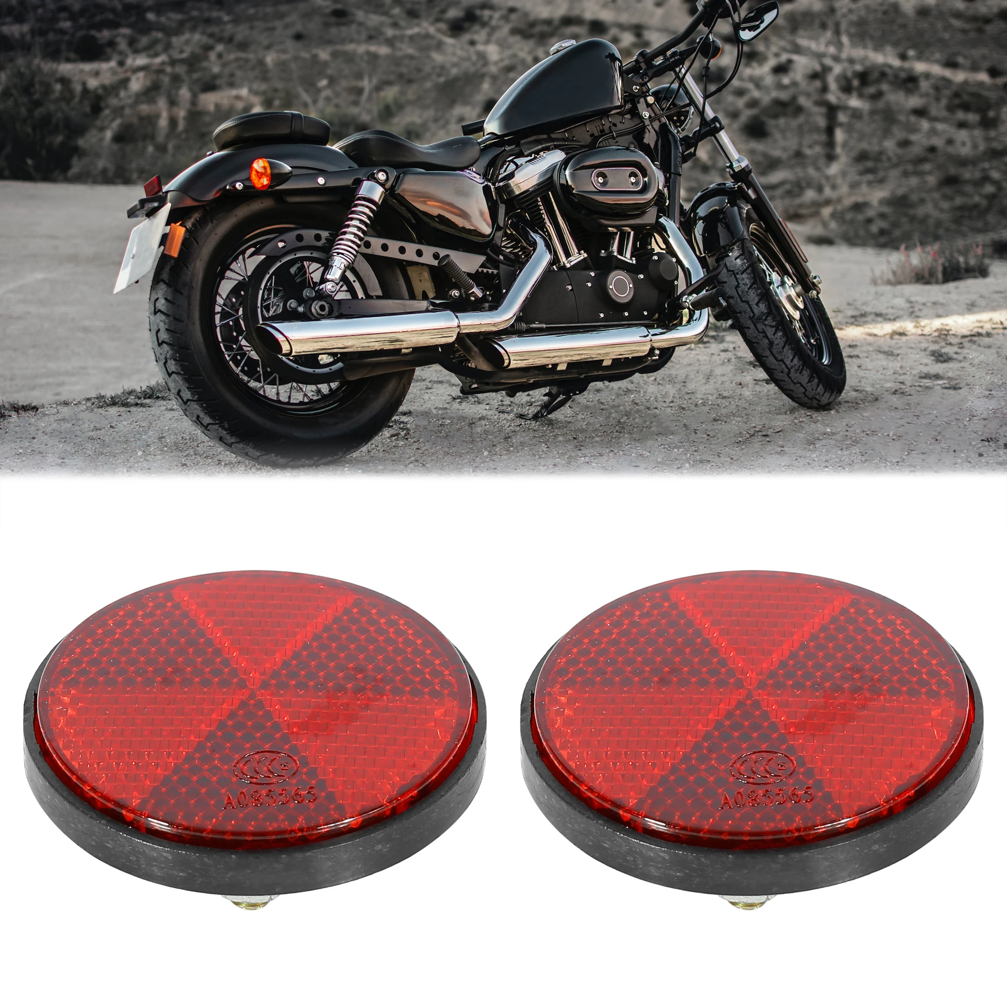 X Autohaux Pair M6x1.0 Red Universal Screw Mount Warning Reflector for Motorcycle Bike