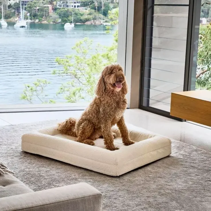 Orthopedic Memory Foam Dog Bed Velvet Pet Mat Thick Warm Breathable Waterproof Non-Slip Removable Cover Animal Pattern Design