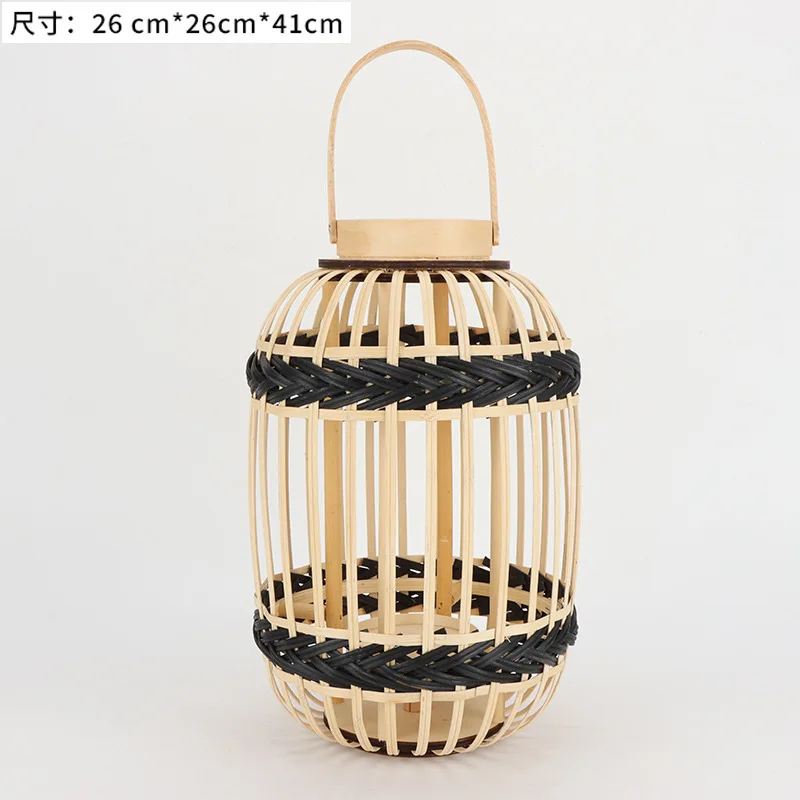 Hot Selling Home Decorative Craft Natural Vintage Rustic Large Decorative Handmade Rattan Bamboo Candle Lantern