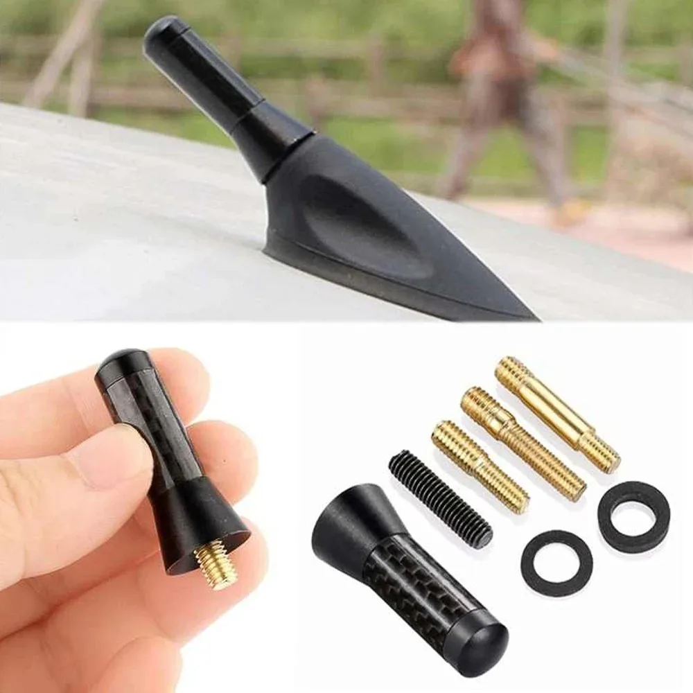 Brand New Carbon Fiber Screw Metal Short Stubby Mast Antenna Car Styling Roof Antenna Enhanced Signal For Benz Car Accessories