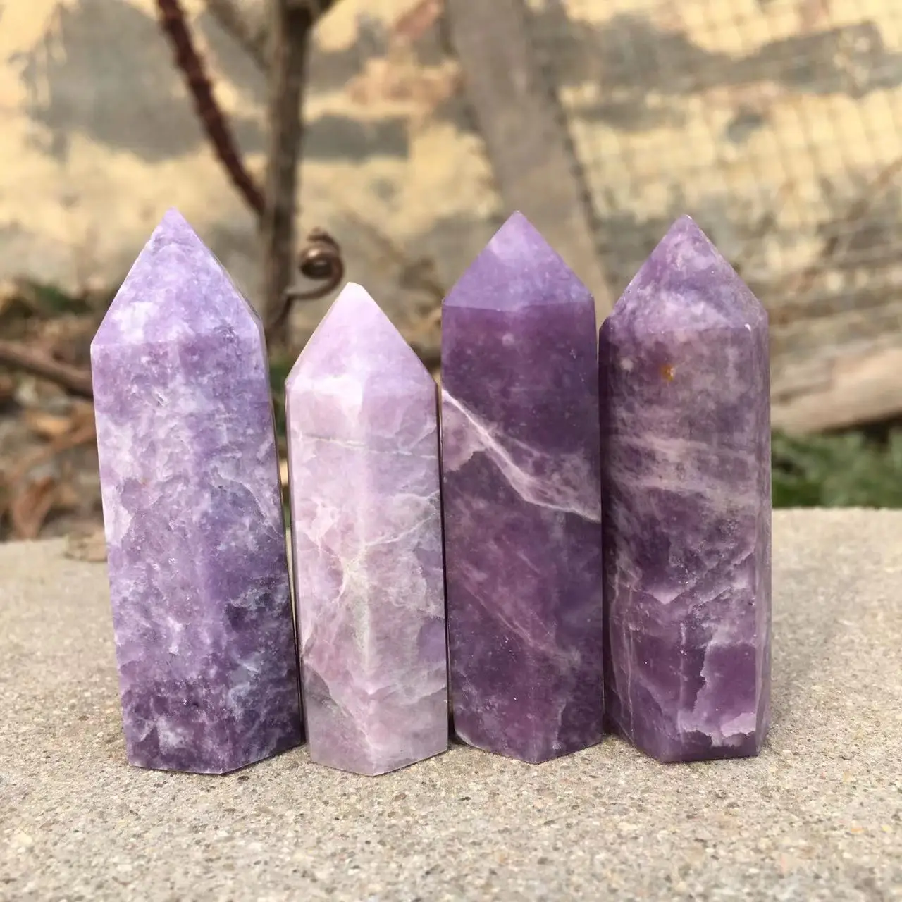 4pcs High Quality Kunzite Tower Healing Crystal Stone Quartz Point Reiki Energy Ornament Wand for Home Decor