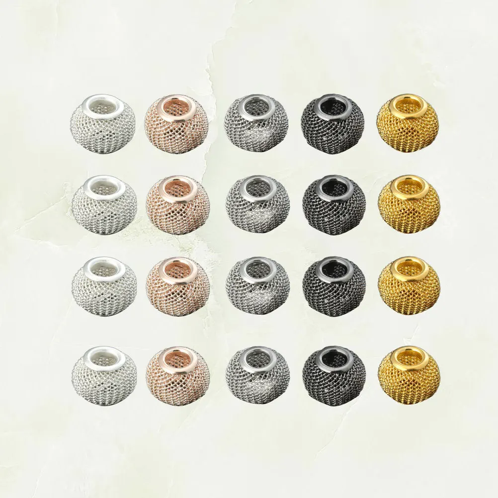 

50 pcs Alloy Spacer Beads Mesh Ball Diy Jewelry Making Charms For Bracelet Necklace Keychain Craft Decoration Accessories Random