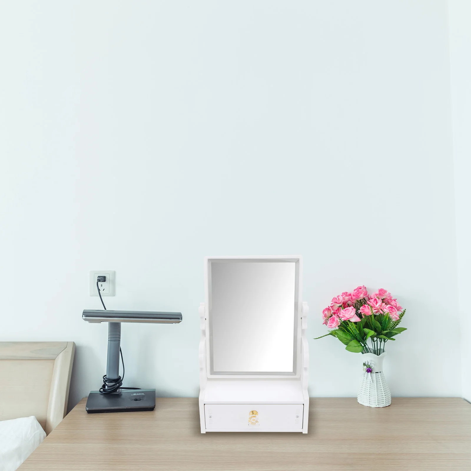 

Vanity Mirror Make up Office Desk Travel Plastic Table Makeup Mirrior Decorations