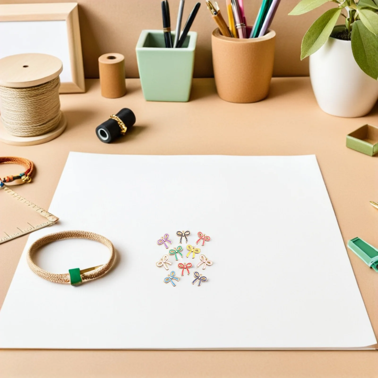 50 قطعة قلادة القوس الملونة سحر سبيكة صغيرة لطيف Bowknot موصلات DIY بها بنفسك صنع المجوهرات سوار قلادة الحرفية