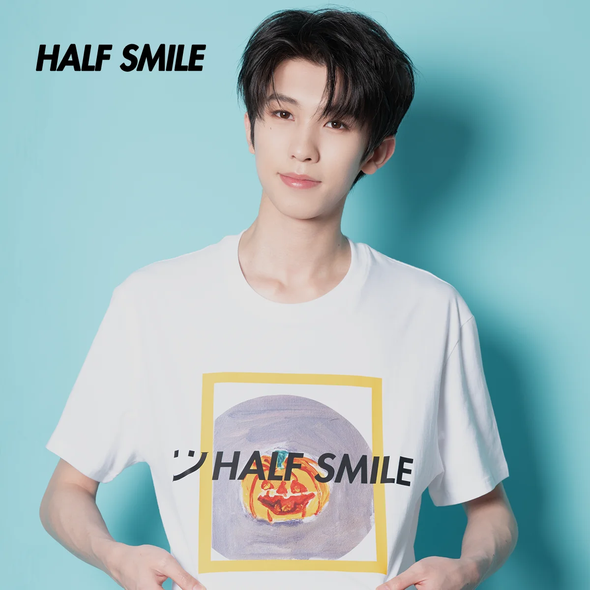 f Smile loween Pumpkin Design T-shirt bianca da uomo Primavera Estate Trendy Brand Cotone Casual Loose Fit rotondo Ne ort S...