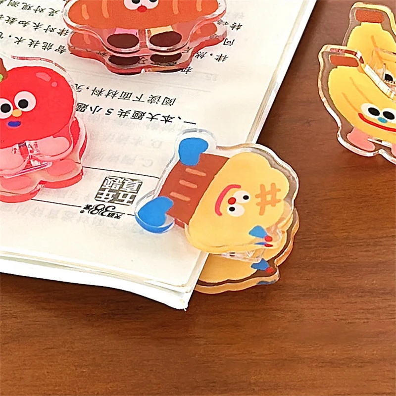 3Pcs Kawaii Cartoon Acrylic Binder Clip Cute Food Planner Clips Creative Decoration Paper Clamp Office School Supplies Gifts