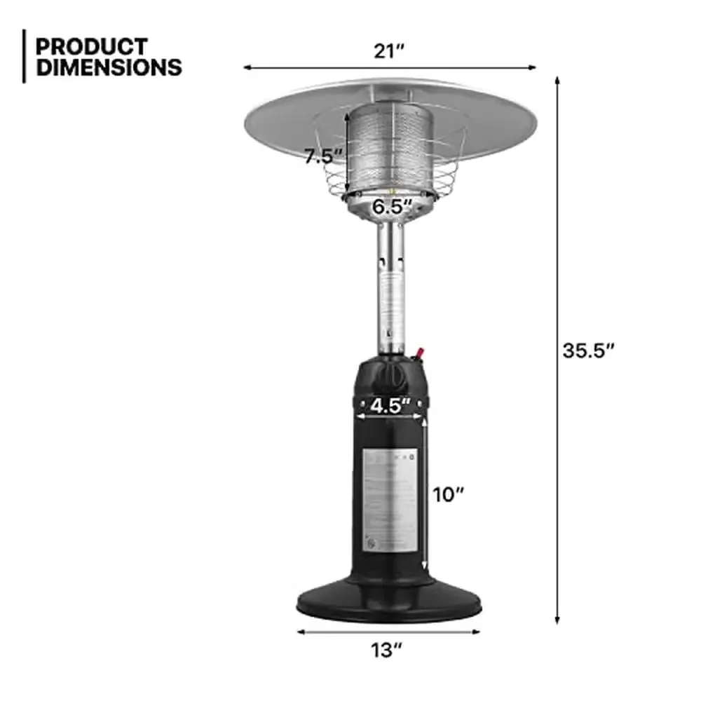 Outdoor Propaan Terrasverwarmer 11000 BTU Staande Vloerverwarmer met Ontstekingssysteem Tuin Veranda Balkon Restaurant Binnenplaats Vuur