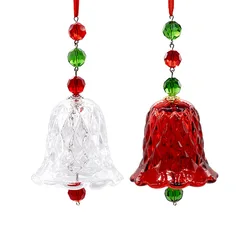 Carillón de viento de cristal transparente rojo, decoraciones colgantes de ventana, campana de cristal, colgante de vacaciones, decoraciones para árboles de navidad, regalos