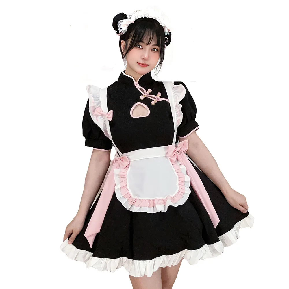 

Black Cute Lolita Chinese Style Maid Dress Costumes Cosplay Maid Waitress Costumes