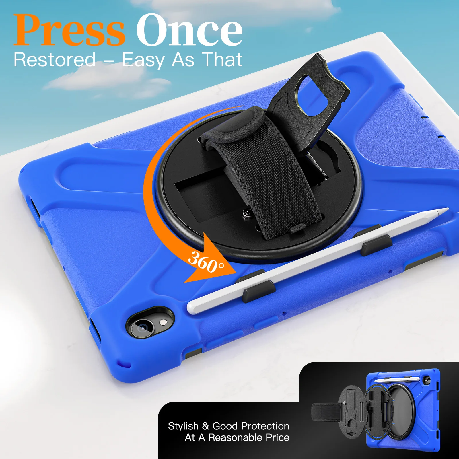 

For Samsung Galaxy Tab S11 2025 11" With Foldable Bracket 360 degree rotate Stand Case cover with shoulder strap and pen holder