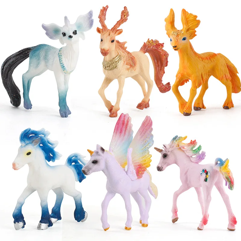 Simulation Animal Model Pegasus Unicorn Fairy Horse PVC Animals Action Figures Educational Cognition Toy for Kids Christmas Gift