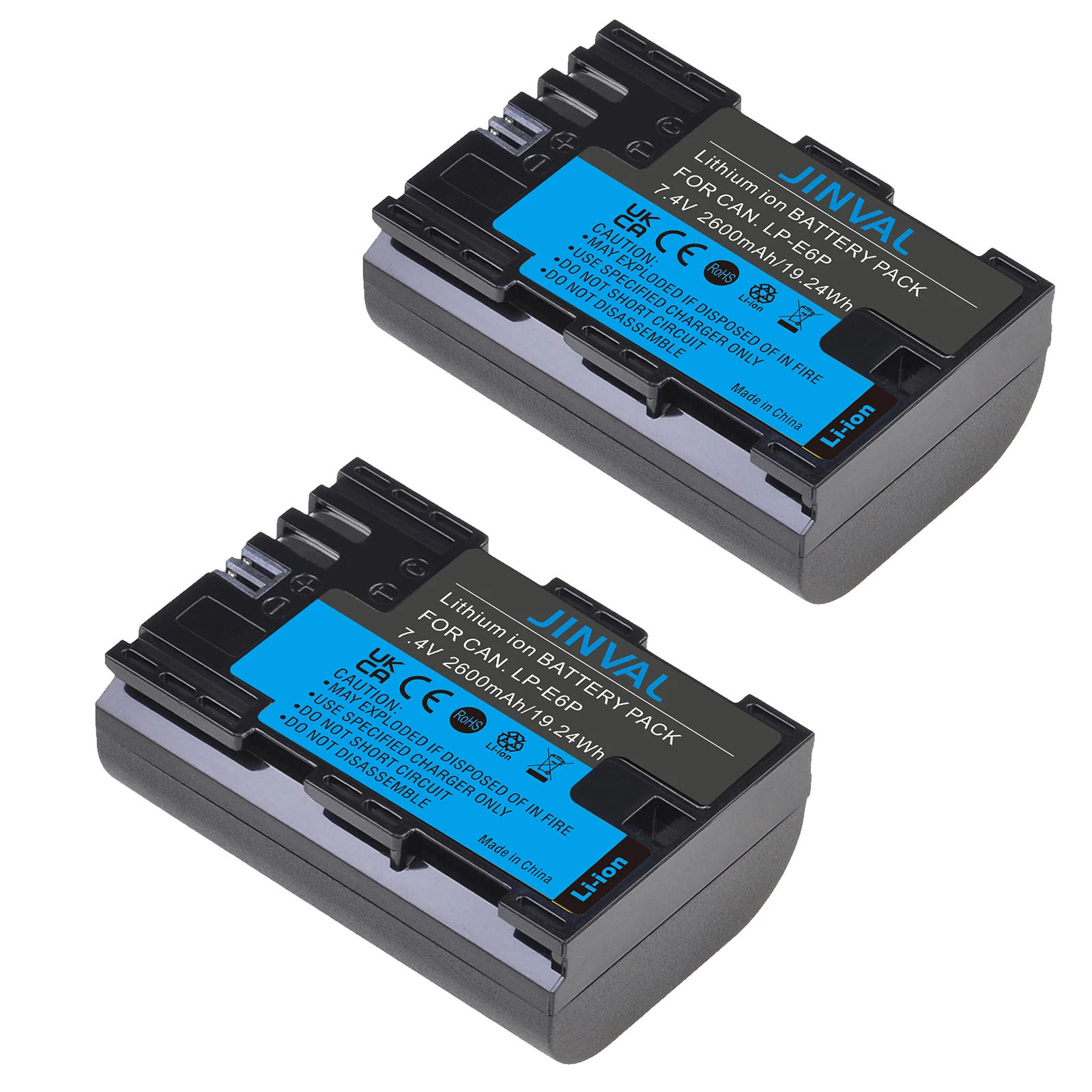 

JINVAL LP-E6P Battery 2600mAh LP E6 E6N Replacement Batteries + PD20W Fast Dual Charger For Canon 5D Mark IV III 6D 7D 90D 80D