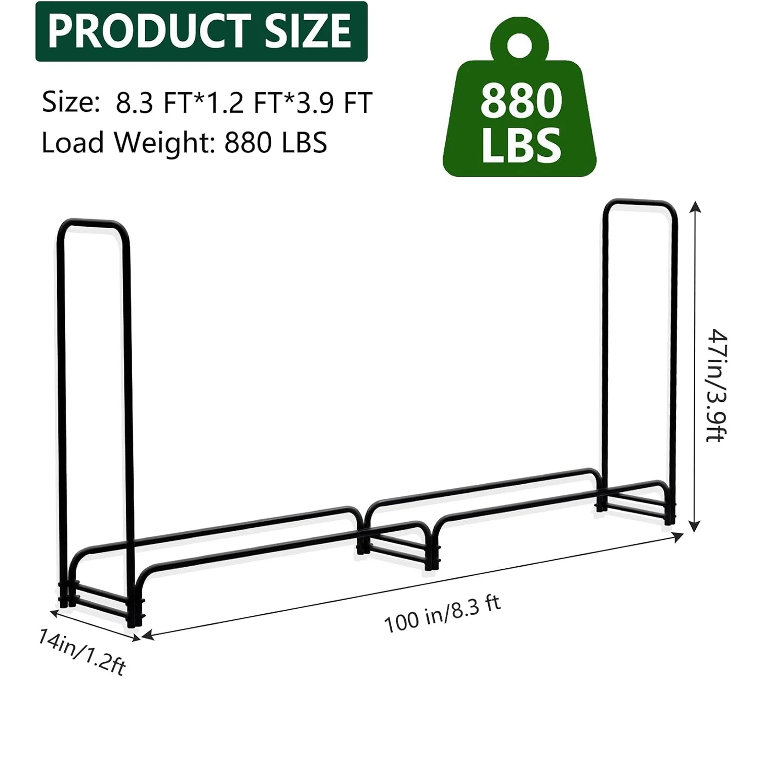 Firewood Rack Outdoor with Cover, Adjustable Fire Log Stacker Stand for Fireplace, Outdoor Indoor Wood Pile Storage Organizer
